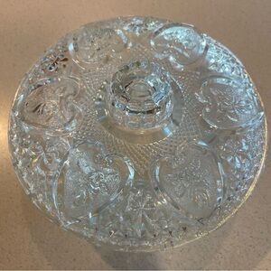Vintage 1980s KIG Hearts & Roses Fleur de lis Pattern Covered Glass Candy Dish